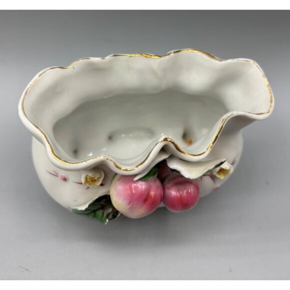 Vtg Japan Footed Dish Fruit‎ Creamer Vase Porcelain Gold Trim Decor - Picture 2 of 7